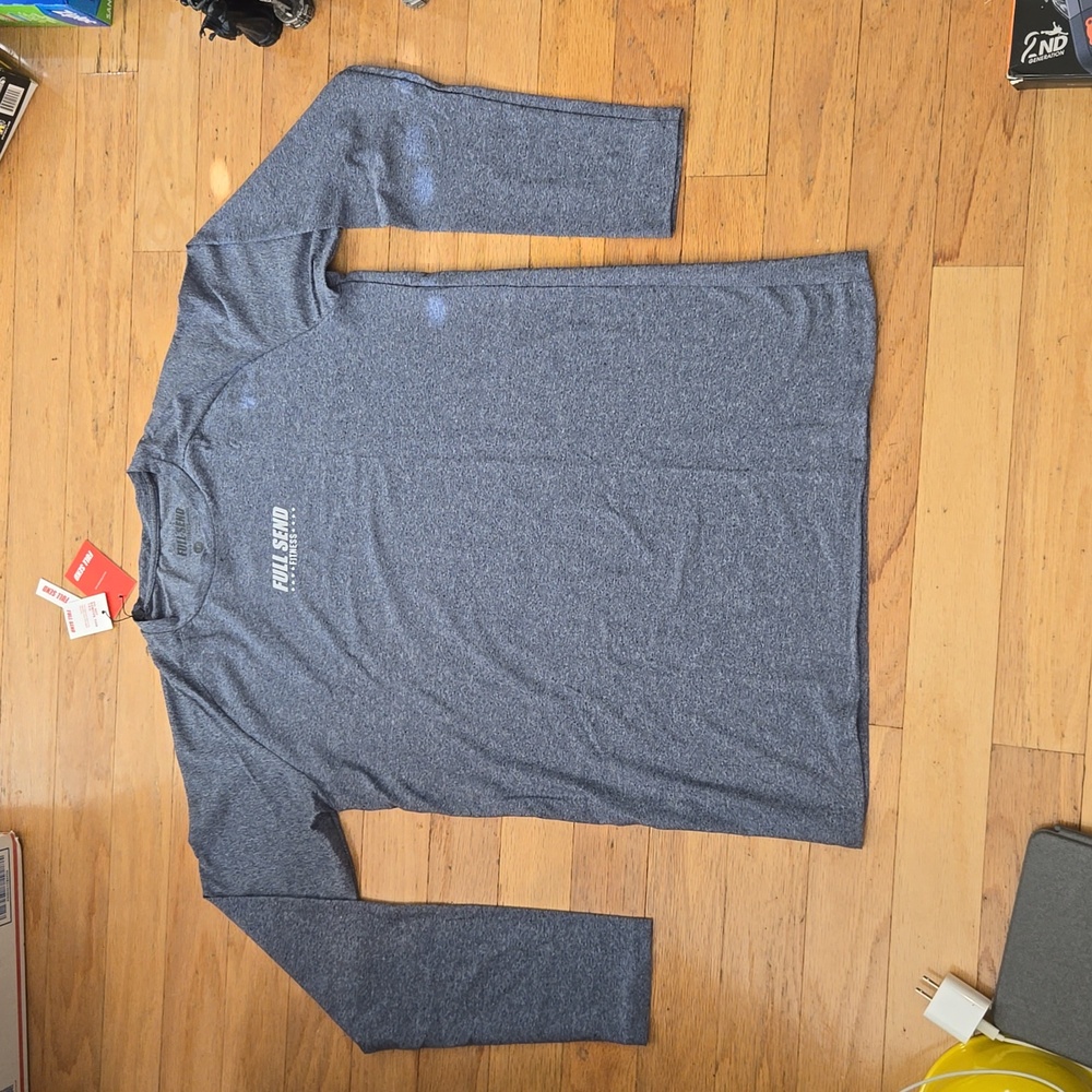 NWT FYLL SEND FITNESS Long Sleeve Compression Shirt Men's Size XXL- Heather Gray